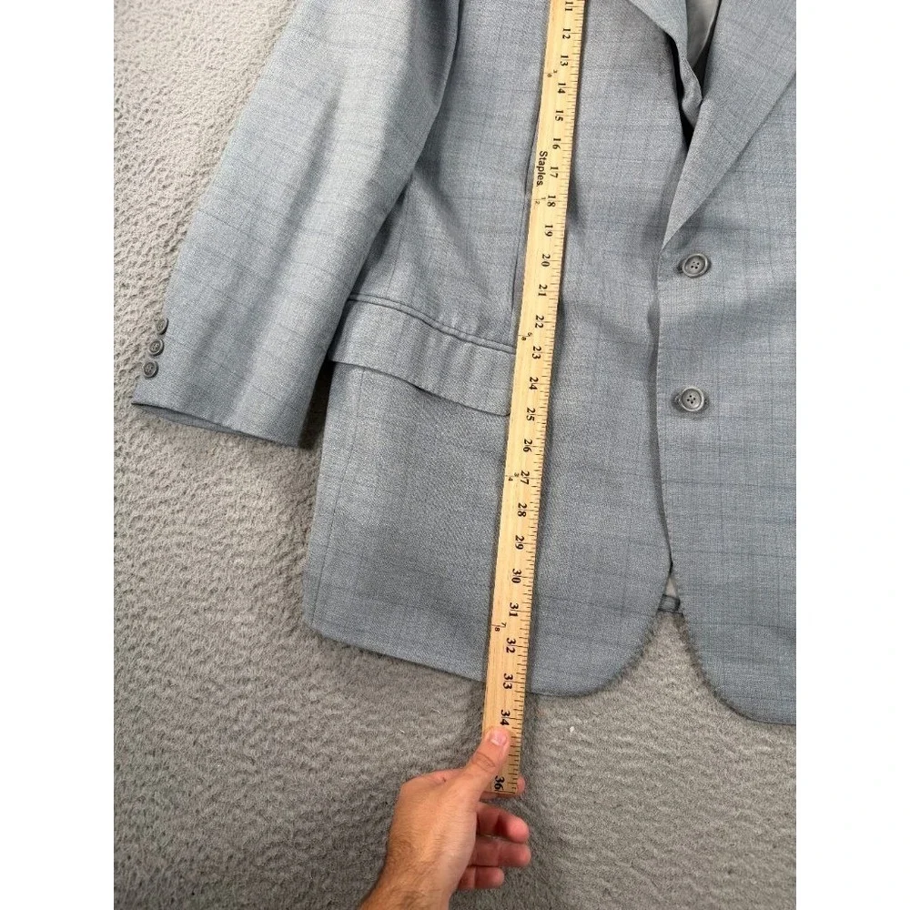 Ravazzolo Blazer Mens 46R Gray Sports Coat Wool Windowpane Two Button Italy‎